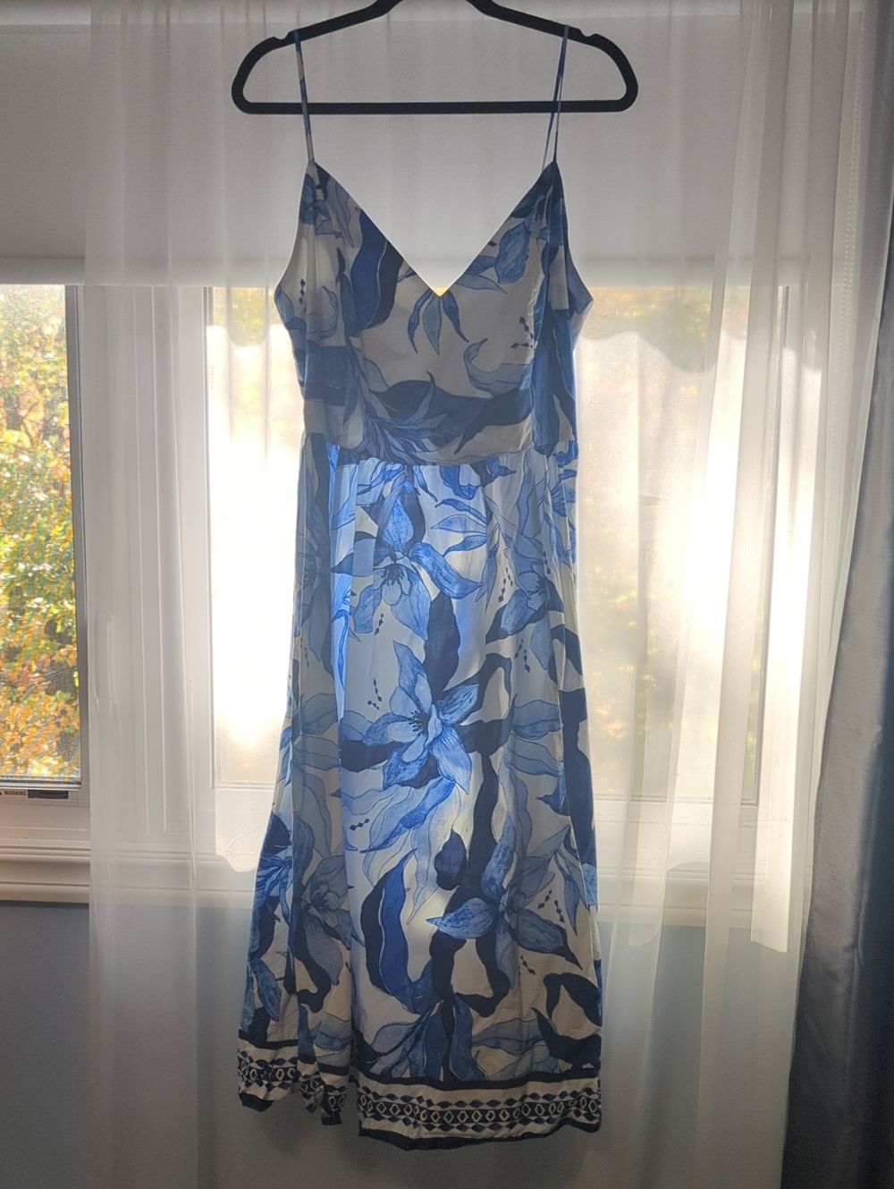 H&M Blue and White Midi Dress